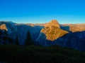 Sunset at halfdome in Yosemite valley Royalty Free Stock Photo