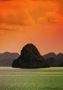 Sunset on Halong Bay, Vietnam Royalty Free Stock Photo