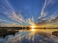 Sunset at Hamilton Lake in Waikato region in New Zealand