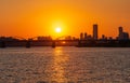 Sunset at Han river in Seoul City,South Korea. Royalty Free Stock Photo