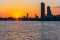 Sunset at Han river in Seoul City,South Korea. Royalty Free Stock Photo