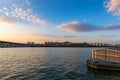 Sunset at Han river in Seoul City,South Korea. Royalty Free Stock Photo