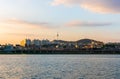 Sunset at Han river in Seoul City,South Korea. Royalty Free Stock Photo