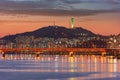 Sunset at Han river in Seoul City,South Korea. Royalty Free Stock Photo