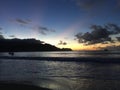 Sunset in Hanalei Bay on Kauai Island, Hawaii. Royalty Free Stock Photo