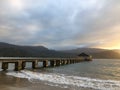 Sunset in Hanalei Bay in Spring on Kauai Island, Hawaii. Royalty Free Stock Photo