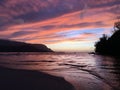 Sunset in Hanalei Bay in Summer on Kauai Island in Hawaii. Royalty Free Stock Photo