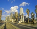 Sunset on the Harbor Freeway at rush hour, Los Angeles, California