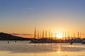 Sunset in a harbor at Manga del Mar Menor in Murcia