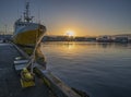 Sunset on the harbor at Reykjavik Royalty Free Stock Photo