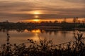 Sunset on Harthill reservoir Royalty Free Stock Photo