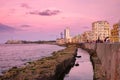 Sunset in Havana with a view of the ocean Royalty Free Stock Photo