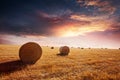 Sunset at the hay field