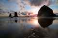 Sunset on Haystack Rock Royalty Free Stock Photo