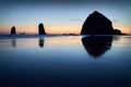 Haystack Rock Sunset, Cannon Beach, Oregon Royalty Free Stock Photo