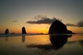 Sunset at Haystack Rock Cannon Beach Royalty Free Stock Photo