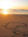 Sunset Heart in Sand Royalty Free Stock Photo