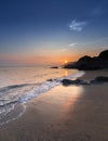 Sunset, Hemmick Beach, South Cornwall Royalty Free Stock Photo