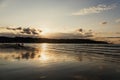 Sunset on Hendaye beach, Basque Country, France Royalty Free Stock Photo