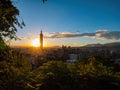 Sunset high angle view of the Taipei Cityscape from Xiangshan