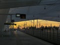 sunset in the high speed train station in Reggio Emilia Italy Royalty Free Stock Photo