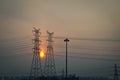 Sunset and High voltage power line