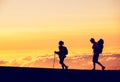 Sunset Hikers Royalty Free Stock Photo