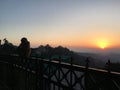 Sunset at hill station of Shimla and a monkey. Royalty Free Stock Photo