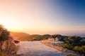 Sunset on hill top on Greek island Lefkada