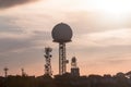 Sunset on the hill of the weather station at Randa town, Mallorca, Spain Royalty Free Stock Photo