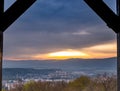 Sunset in the hills behind the city ÃÅ¡stÃÂ­ nad Labem Czech Republic, in the cloudy sky Royalty Free Stock Photo