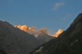 Sunset himalayan snow peaks from gangotri india Royalty Free Stock Photo