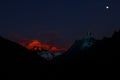 Sunset in the Himalayas Everest Base Camp Trekking Solukhumbu Nepal Royalty Free Stock Photo