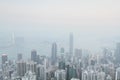 the sunset at Hong Kong, Aerial View of Victoria Harbour 2 April 2011 Royalty Free Stock Photo