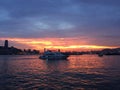 Sunset Hong Kong Boat Royalty Free Stock Photo