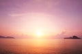 Sunset horizon cool sea background on horizon tropical sandy beach; relaxing outdoors vacation with heavenly mind view at a resort Royalty Free Stock Photo