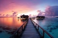 Sunset horizon in the Maldives, a serene island escape for travelers