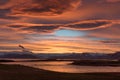 Sunset in Hornafjordur bay in south Iceland Royalty Free Stock Photo