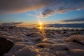 Sunset in Hornafjordur fjord in south Iceland Royalty Free Stock Photo