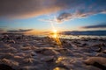 Sunset in Hornafjordur in south Iceland Royalty Free Stock Photo