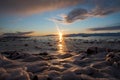 Sunset in Hornafjordur in south Iceland Royalty Free Stock Photo