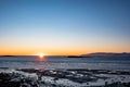 Sunset in Hornafjordur in south Iceland Royalty Free Stock Photo