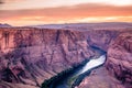 Sunset at Horseshoe Bend Canyon - Grand Canyon with Colorado River - Located at Page, Arizona - USA Royalty Free Stock Photo