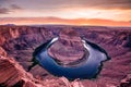 Sunset at Horseshoe Bend Canyon - Grand Canyon with Colorado River - Located at Page, Arizona - USA Royalty Free Stock Photo