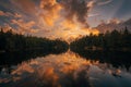 Sunset at Horseshoe Lake, near Tupper Lake in the Adirondack Mountains, New York Royalty Free Stock Photo