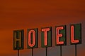 Hotel Sign at Sunset Royalty Free Stock Photo