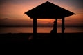 Sunset at hotel resort, Gunung Agung in a distance