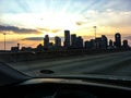 Sunset and the Houston skyline Royalty Free Stock Photo