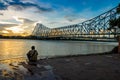 Sunset at the Howrah Bridge on river Ganges