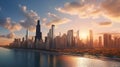 Sunset hues over chicago city Royalty Free Stock Photo